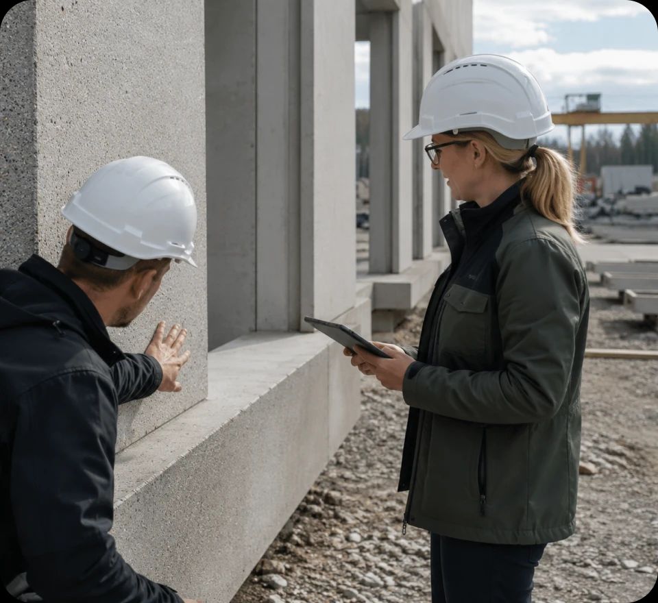 Beratung auf der Baustelle zu ecoment-Baustoffanwendungen