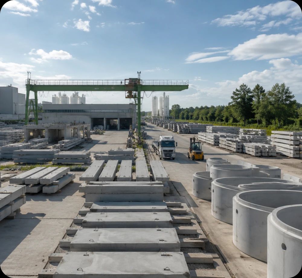 Industrieanlage zur Herstellung von Betonfertigteilen